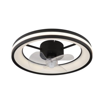 Globo - LED Dimbar taklampa med fläkt LED/30W/230V 2700-6500K svart + fjärrkontroll
