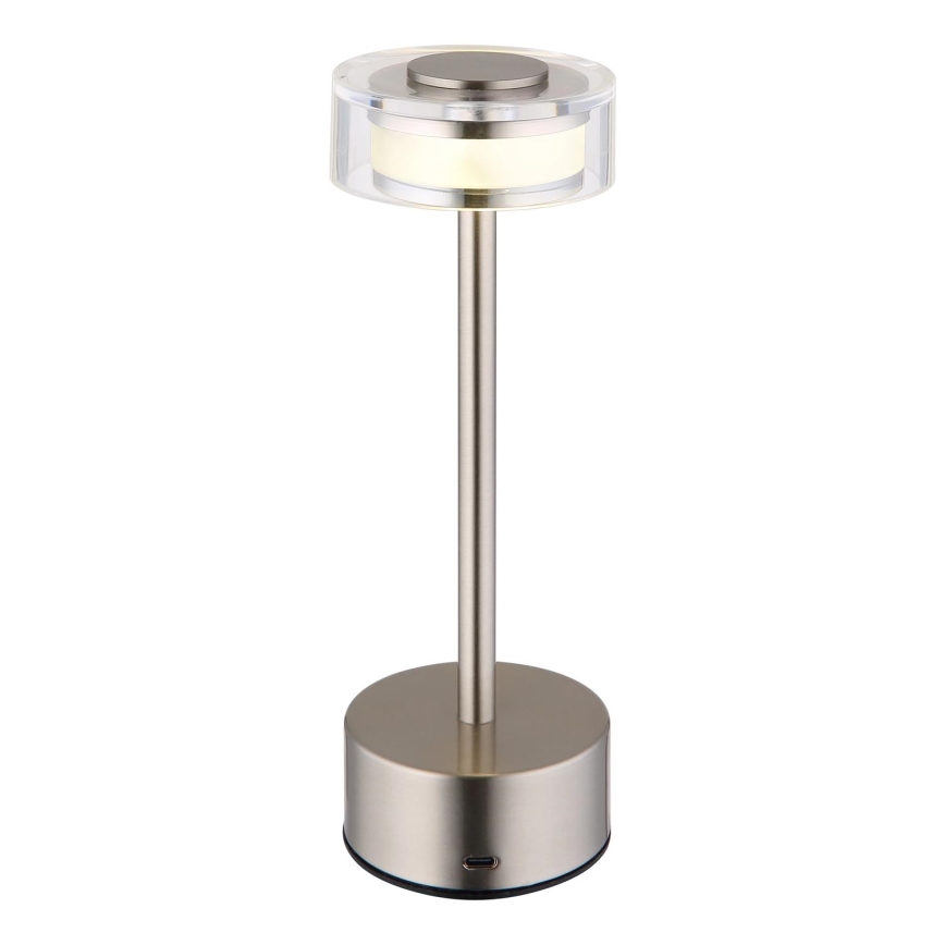 Globo - LED Dimbar uppladdningsbar touch bordslampa LED/2,5W/3,7V 2700/4000/6500K 1800mAh matt krom