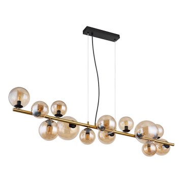 Globo - LED ljuskrona med textilsladd 13xG9/3,5W/230V rökig/brun