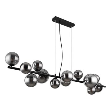 Globo - LED ljuskrona med textilsladd 13xG9/3,5W/230V rökig/svart