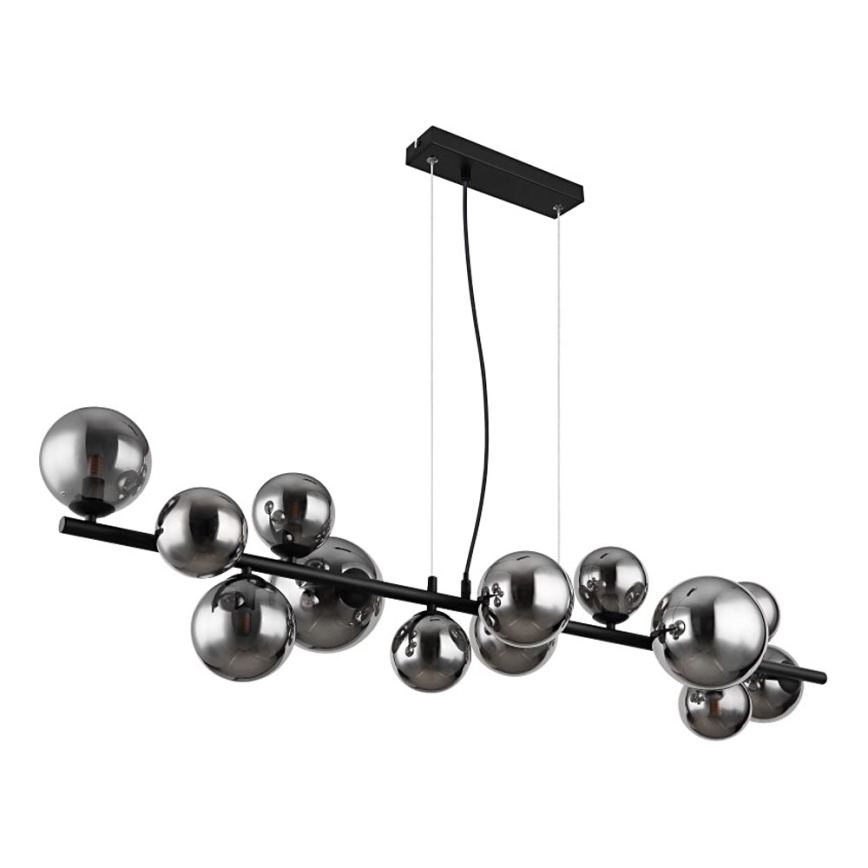 Globo - LED ljuskrona med textilsladd 13xG9/3,5W/230V rökig/svart