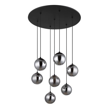 Globo - LED ljuskrona med textilsladd 7xG9/3,5W/230V rökig/svart