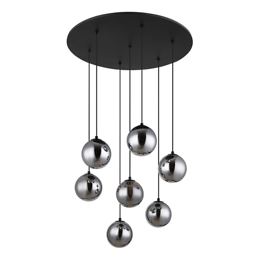 Globo - LED ljuskrona med textilsladd 7xG9/3,5W/230V rökig/svart
