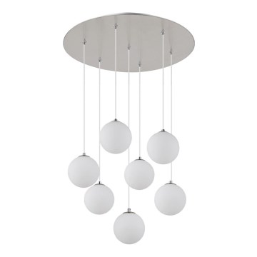 Globo - LED ljuskrona med textilsladd 7xG9/3,5W/230V vit
