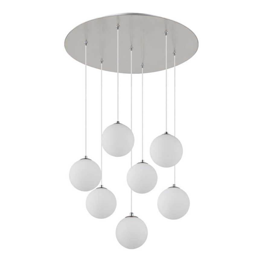 Globo - LED ljuskrona med textilsladd 7xG9/3,5W/230V vit