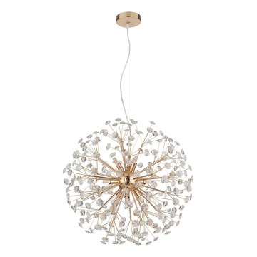 Globo - LED-ljuskrona med wireupphängning, 9 x G9 (3,5 W), 230 V, Ø 60 cm, guldfinish