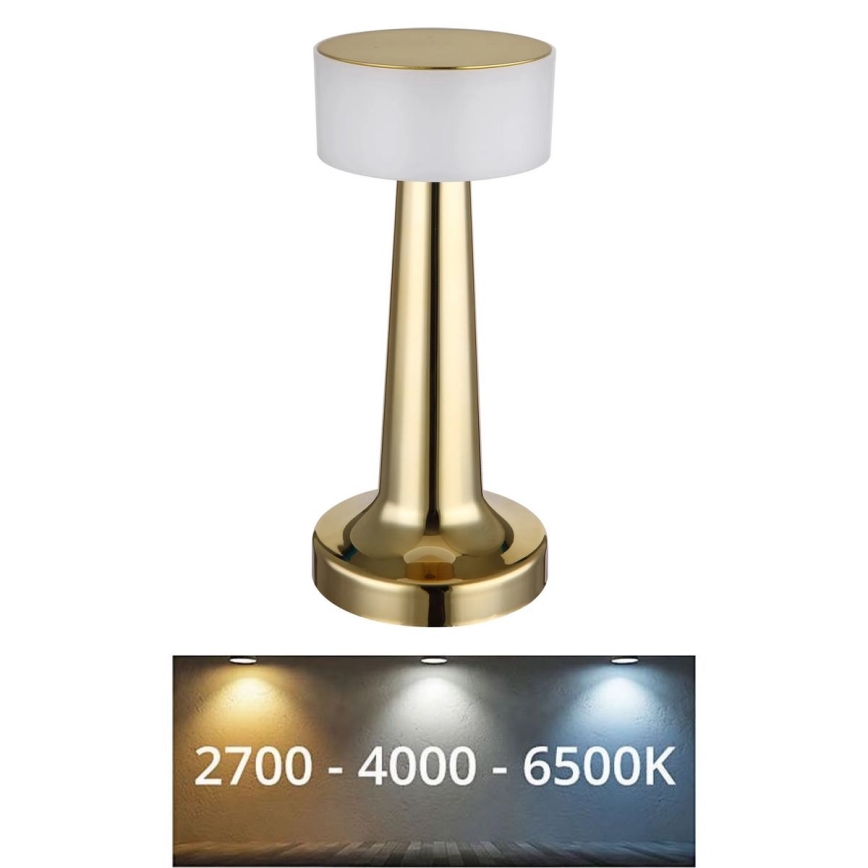 Globo - LED ljusreglerad bordslampa touch LED/1W/3,7V 2700K/4000K/6500K 800 mAh USB guld