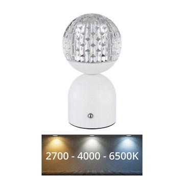 Globo - LED ljusreglerad bordslampa touch LED/2,5W/3,7V 2700/4000/65000K 1800 mAh USB vit