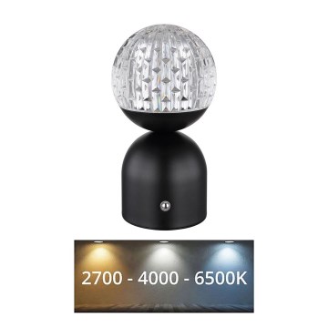 Globo - LED ljusreglerad bordslampa touch LED/2,5W/3,7V 2700/4000/6500K 1800 mAh USB svart