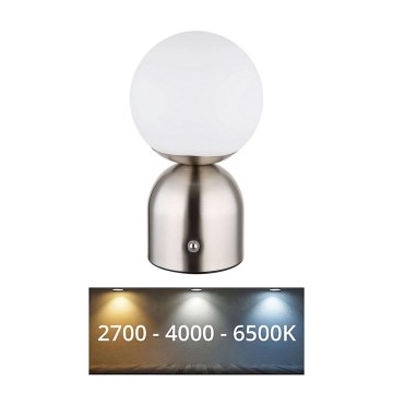 Globo - LED ljusreglerad bordslampa touch LED/2,5W/3,7V 2700K/4000K/6500K 1800 mAh USB matt krom