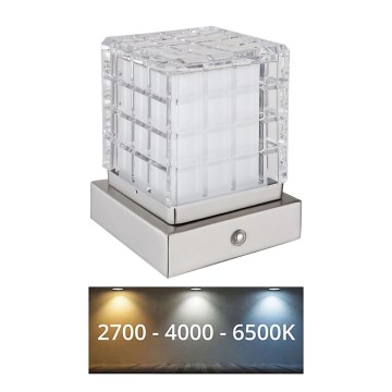 Globo - LED ljusreglerad bordslampa touch LED/2,5W/3,7V 2700K/4000K/6500K 1800 mAh USB matt krom
