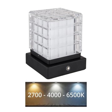 Globo - LED ljusreglerad bordslampa touch LED/2,5W/3,7V 2700K/4000K/6500K 1800 mAh USB svart