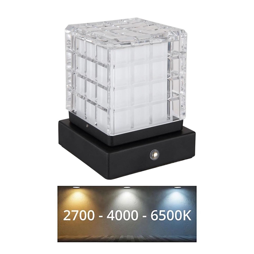 Globo - LED ljusreglerad bordslampa touch LED/2,5W/3,7V 2700K/4000K/6500K 1800 mAh USB svart