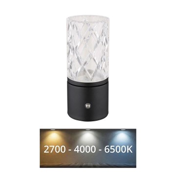 Globo - LED ljusreglerad bordslampa touch LED/2,5W/3,7V 2700K/4000K/6500K 1800 mAh USB svart