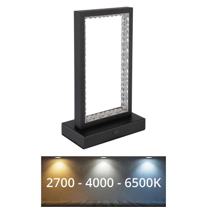 Globo - LED ljusreglerad bordslampa touch LED/3W/3,7V 2700K/4000K/6500K 1800 mAh USB svart
