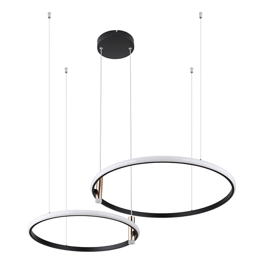 Globo - LED ljusreglerad ljuskrona på textilsladd LED/55W/230V 2700-6000K svart + fjärrkontroll