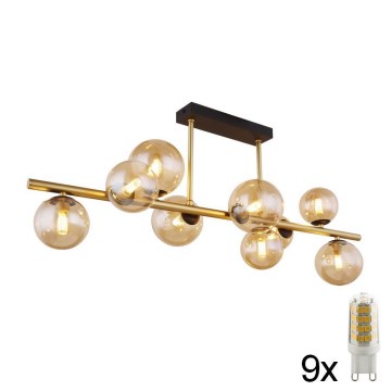 Globo - LED pendelljuskrona 9xG9/3W/230V mässing