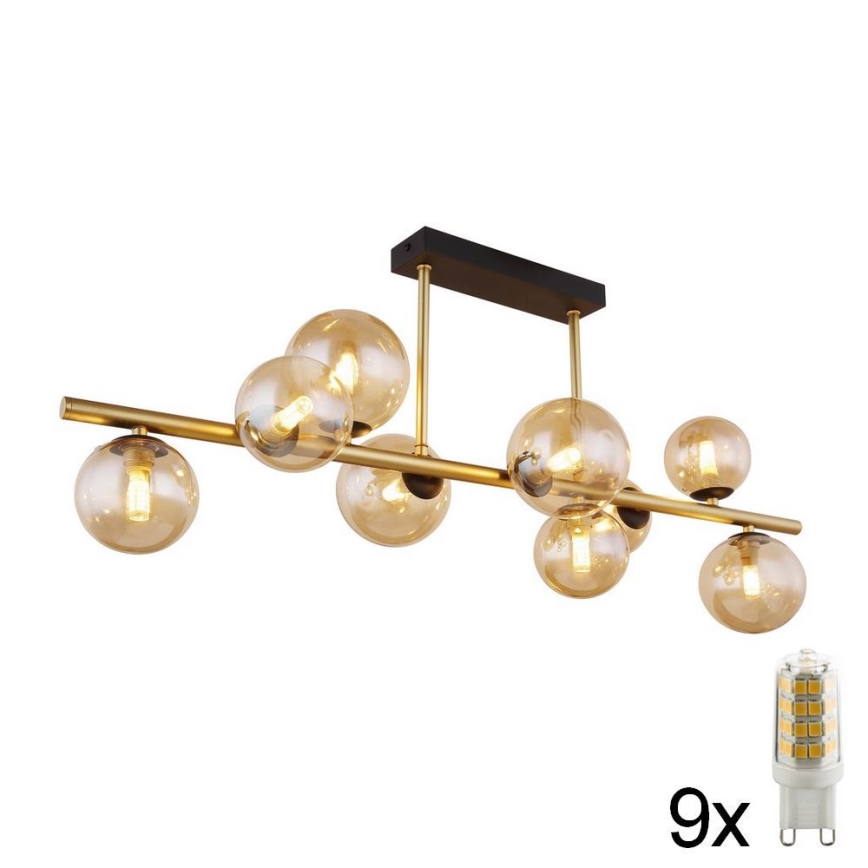 Globo - LED pendelljuskrona 9xG9/3W/230V mässing