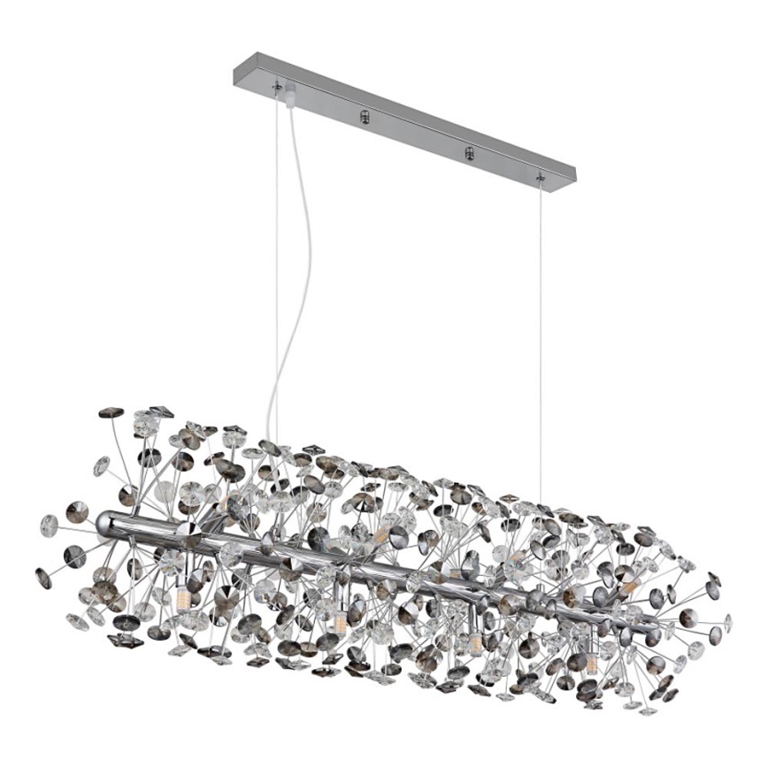 Globo - LED-takkrona på stållina 12xG9/3,5W/230V blank krom