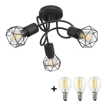 Globo - LED ytmonterad ljuskrona 3xE14/6W/230V svart