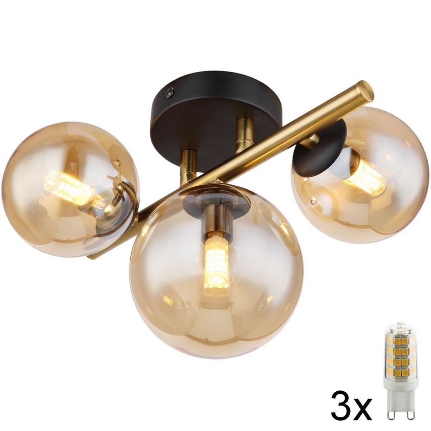 Globo - LED ytmonterad ljuskrona RIHA 3xG9/3,5W/230V mässing