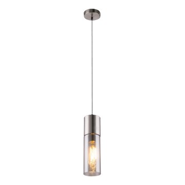 Globo - Ljuskrona med textilsladd 1xE27/25W/230V diameter 10,5 cm matt krom