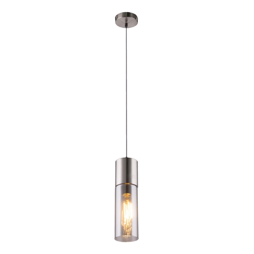 Globo - Ljuskrona med textilsladd 1xE27/25W/230V diameter 10,5 cm matt krom