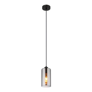 Globo - Ljuskrona med textilsladd 1xE27/25W/230V diameter 11 cm svart