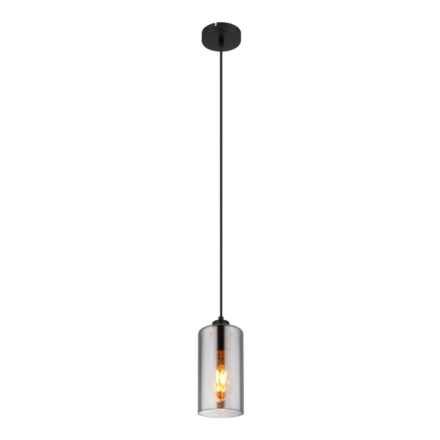 Globo - Ljuskrona med textilsladd 1xE27/25W/230V diameter 11 cm svart