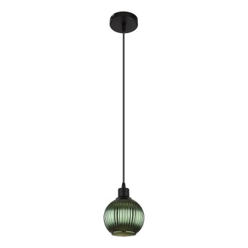 Globo - Ljuskrona med textilsladd 1xE27/25W/230V diameter 15 cm grön