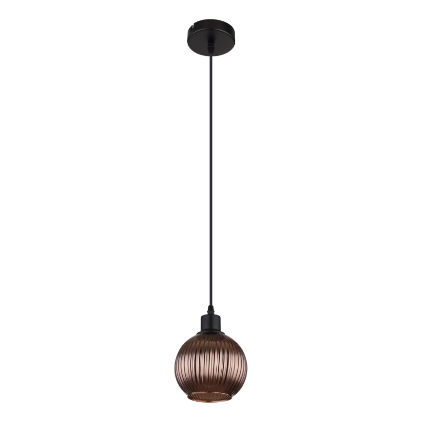 Globo - Ljuskrona med textilsladd 1xE27/25W/230V diameter 15 cm koppar