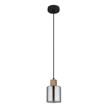 Globo - Ljuskrona med textilsladd 1xE27/25W/230V svart diameter 12 cm