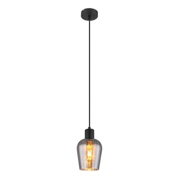 Globo - Ljuskrona med textilsladd 1xE27/40W/230V diameter 13,5 cm svart