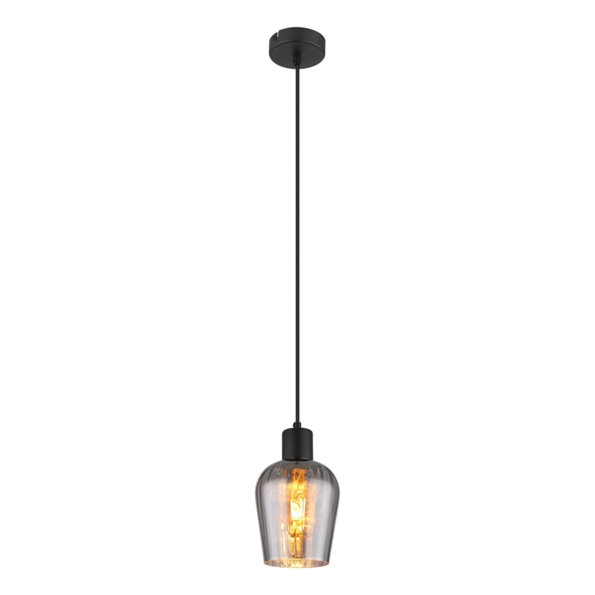 Globo - Ljuskrona med textilsladd 1xE27/40W/230V diameter 13,5 cm svart