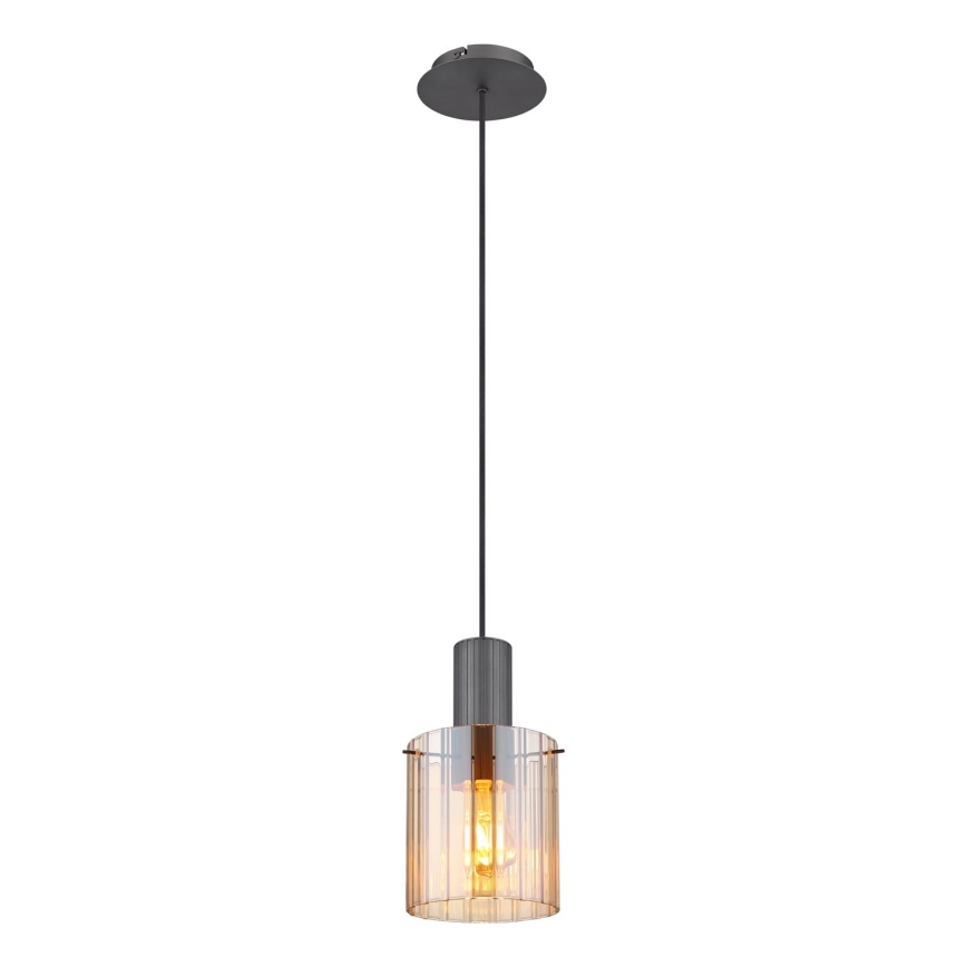 Globo - Ljuskrona med textilsladd 1xE27/40W/230V diameter 18 cm brun