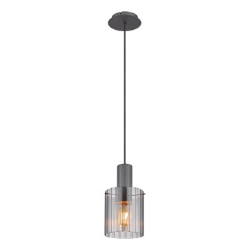 Globo - Ljuskrona med textilsladd 1xE27/40W/230V diameter 18 cm grå