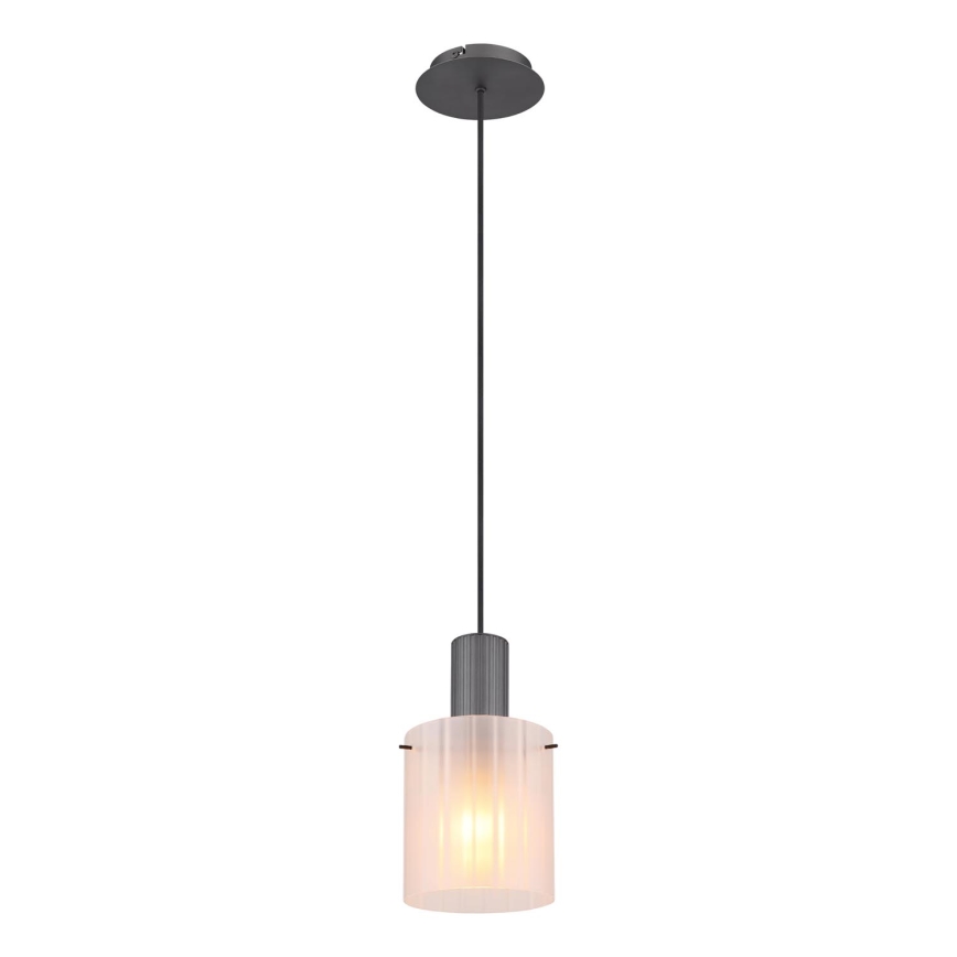Globo - Ljuskrona med textilsladd 1xE27/40W/230V diameter 18 cm vit
