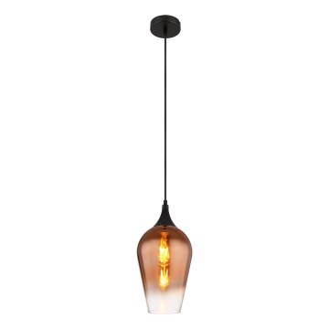 Globo - Ljuskrona med textilsladd 1xE27/60W/230V diameter 18 cm koppar