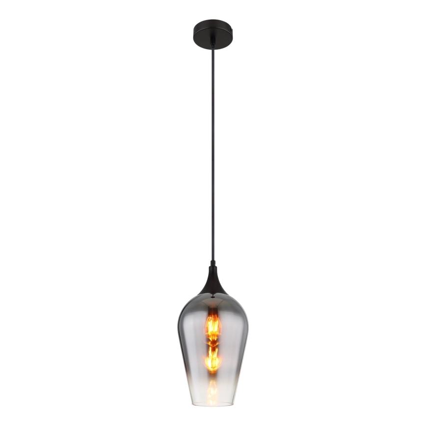 Globo - Ljuskrona med textilsladd 1xE27/60W/230V diameter 18 cm svart