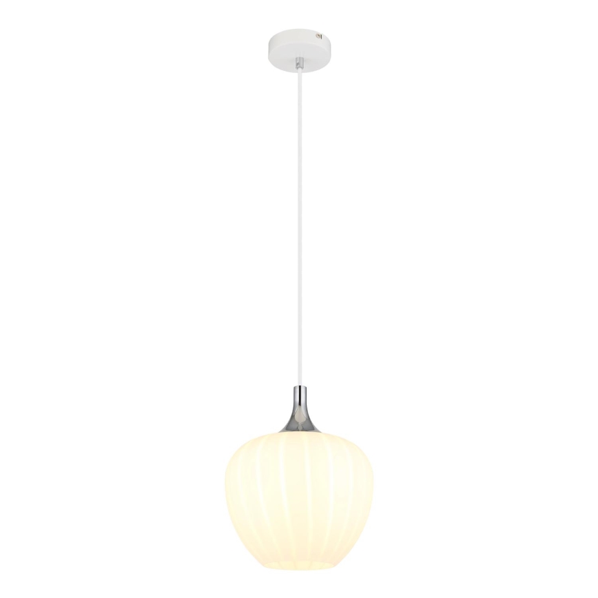 Globo - Ljuskrona med textilsladd 1xE27/60W/230V diameter 24 cm vit