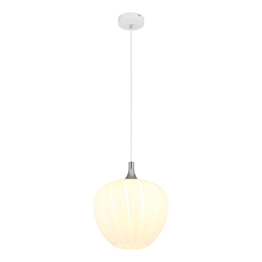 Globo - Ljuskrona med textilsladd 1xE27/60W/230V diameter 29 cm vit