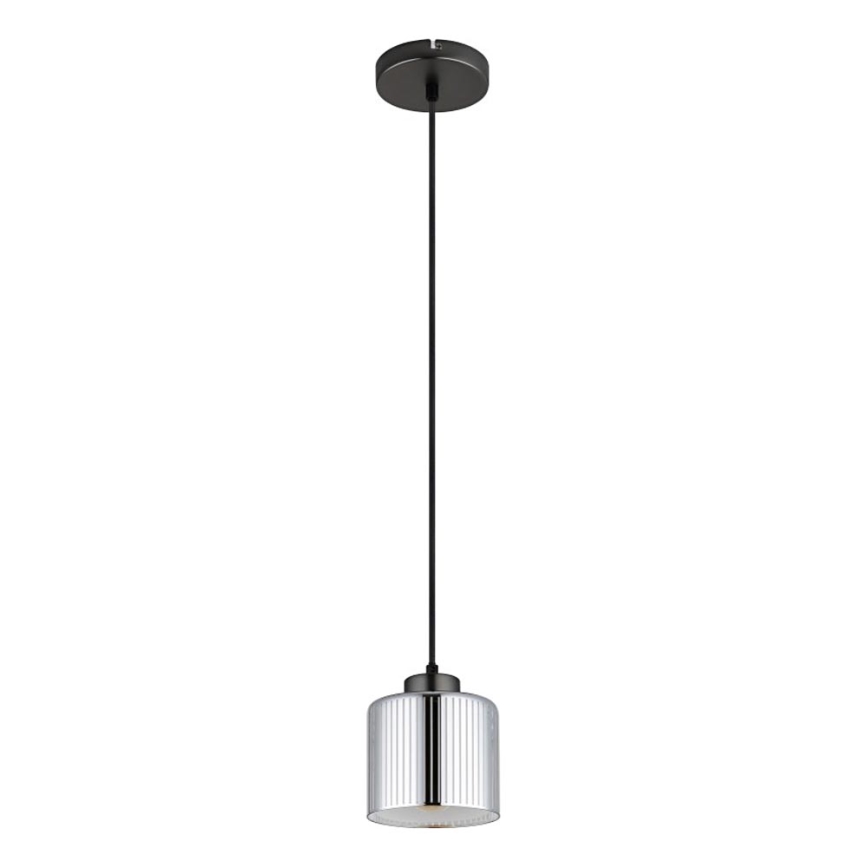 Globo - Ljuskrona med textilsladd 1xE27/60W/230V skinande krom diameter 14 cm