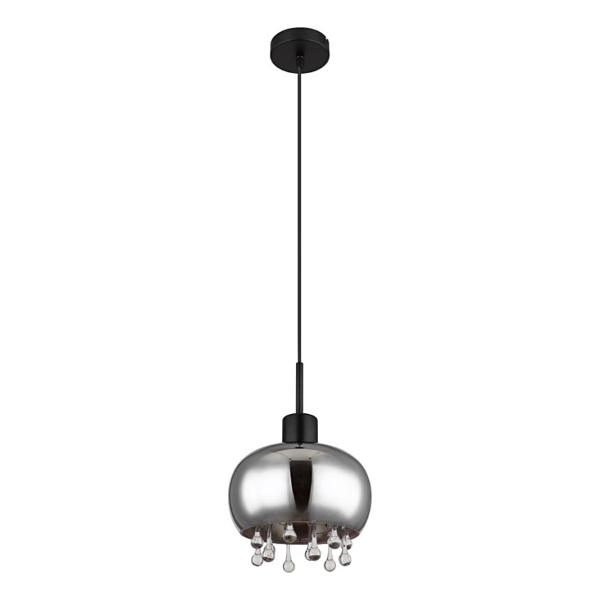 Globo - Ljuskrona med textilsladd 1xE27/9W/230V diameter 21 cm svart
