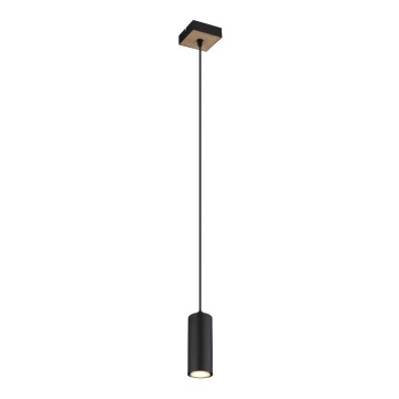 Globo - Ljuskrona med textilsladd 1xGU10/35W/230V svart/brun