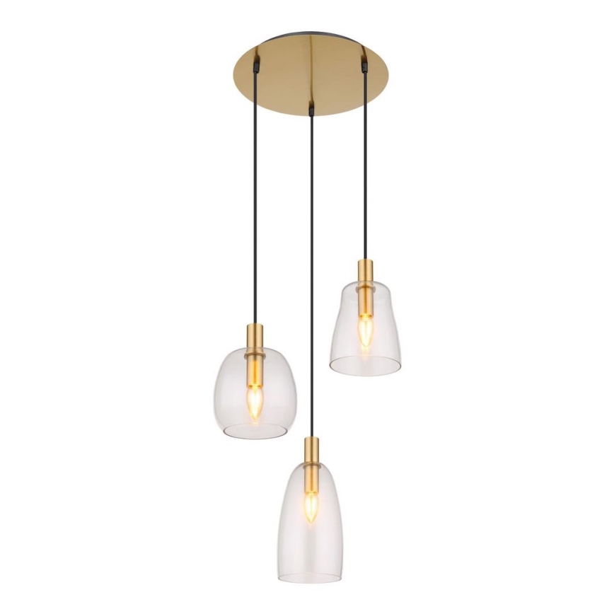 Globo - Ljuskrona med textilsladd 3xE14/40W/230V diameter 43 cm mässing