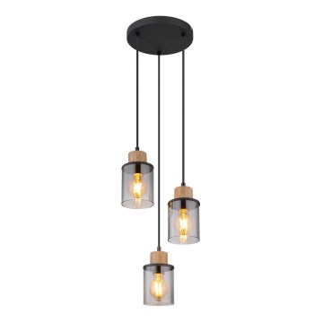 Globo - Ljuskrona med textilsladd 3xE27/15W/230V diameter 27 cm ek