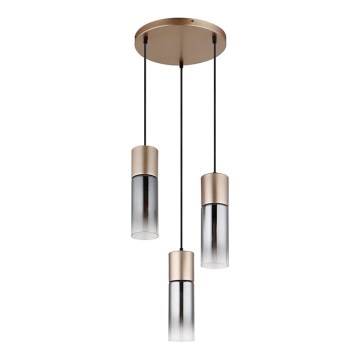 Globo - Ljuskrona med textilsladd 3xE27/25W/230V brons diameter 34 cm