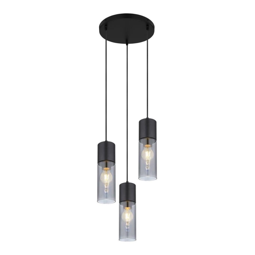 Globo - Ljuskrona med textilsladd 3xE27/25W/230V diameter 30 cm svart