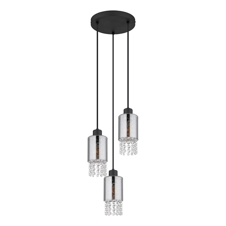 Globo - Ljuskrona med textilsladd 3xE27/40W/230V diameter 25 cm svart