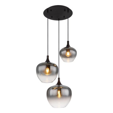 Globo - Ljuskrona med textilsladd 3xE27/40W/230V diameter 48 cm svart